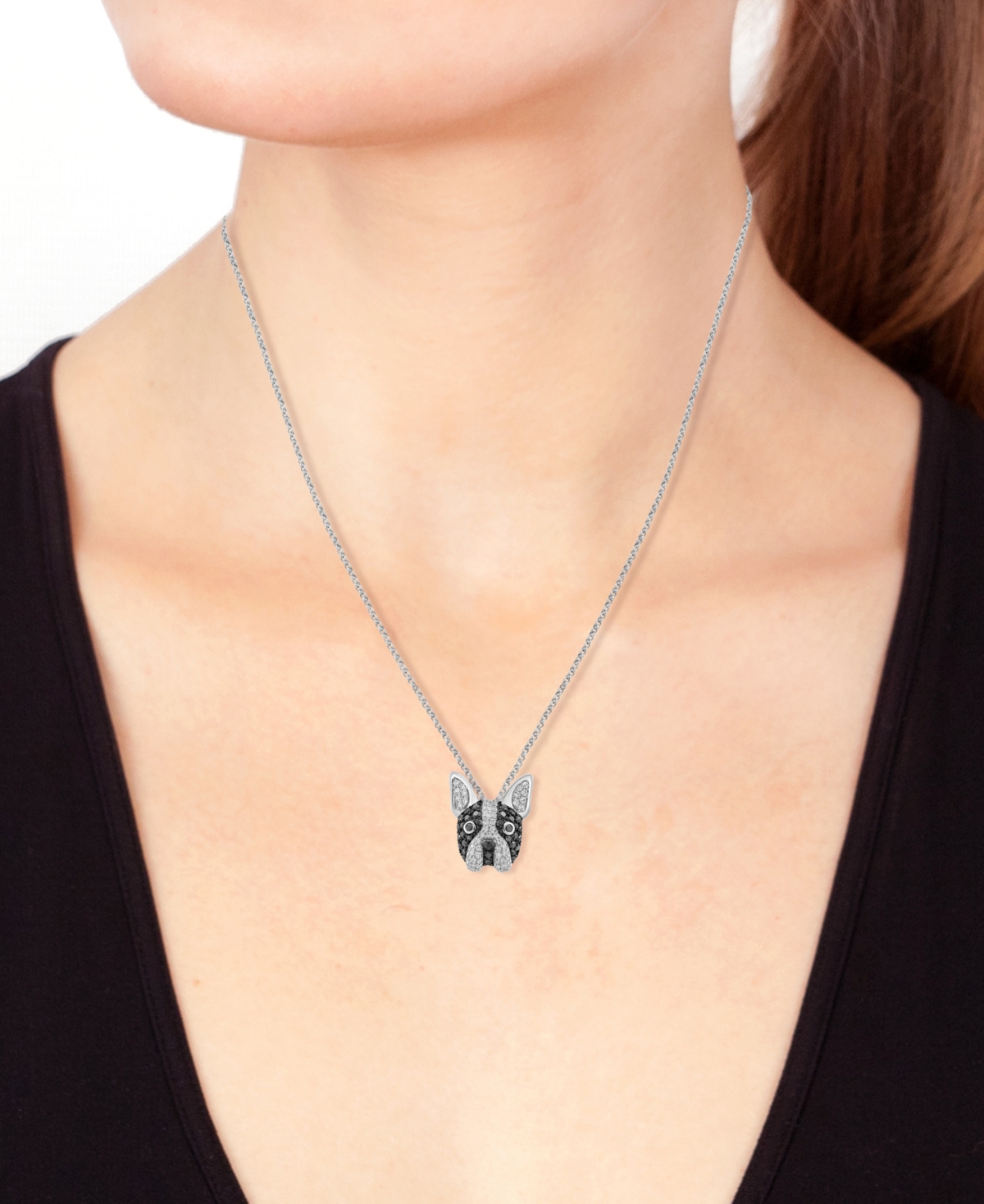 Effy Collection White Diamond (1/5 Ct. T.w.) & Black Diamond (1/4 Ct. T.w.) Pendant 18" Necklace In 14k White Gold In White Gold