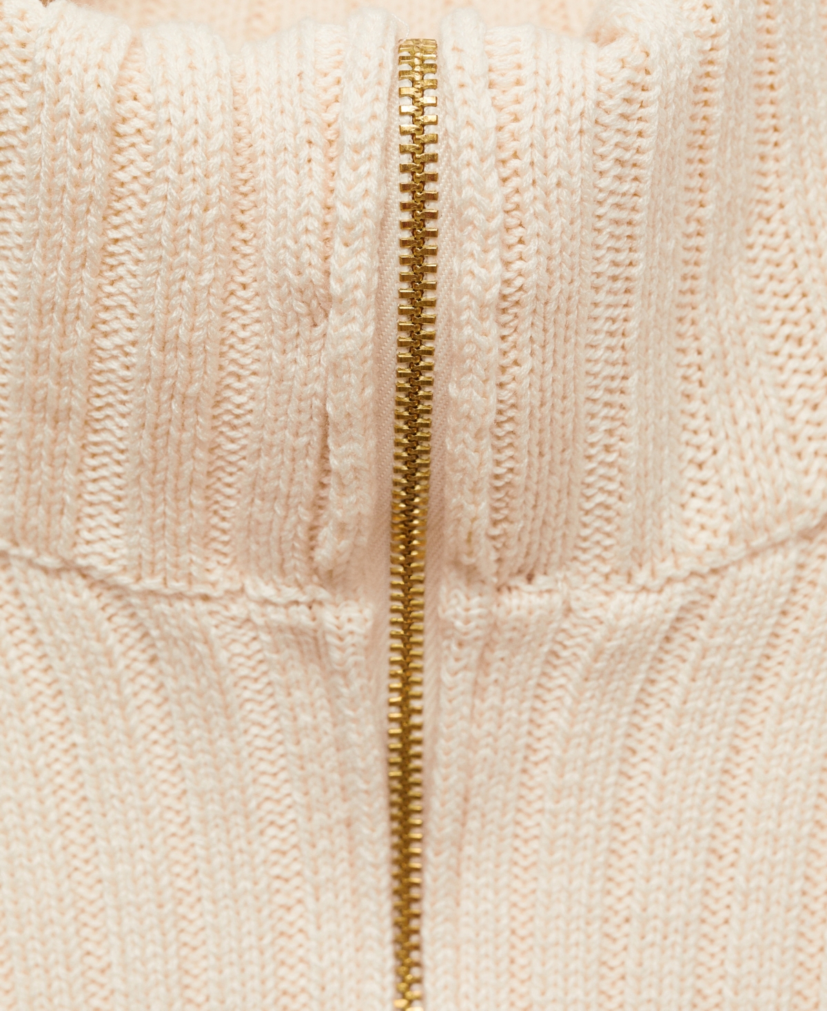Mango Women's Zipper Detail Combined Ribbed Sweater