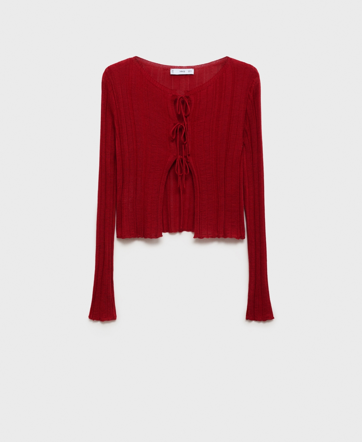 Women's Ties Detail Knitted Cardigan - Red