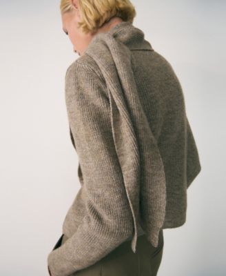 MANGO Women's Scarf and Buttons Detail Sweater