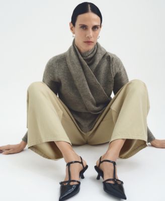 MANGO Women's Scarf and Buttons Detail Sweater