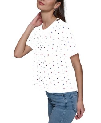 KARL LAGERFELD PARIS - Women's Allover Sparkle Cropped T-Shirt