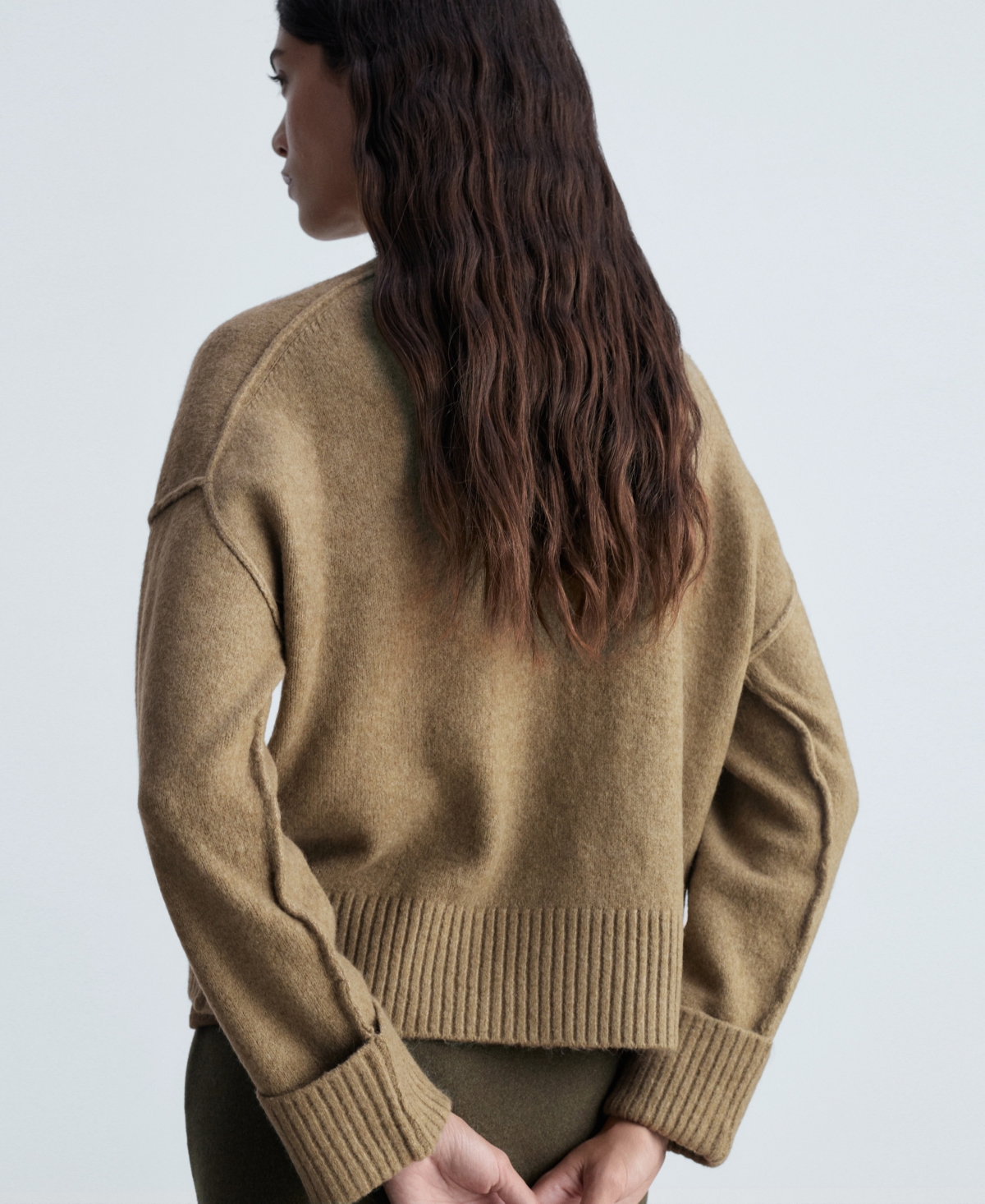 Mango Women's Rolled-up Sleeves Sweater In Medium Green