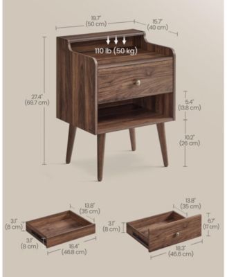 Set of 2 Nightstands with Hidden Drawers for Bedroom Storage and Bedside Use