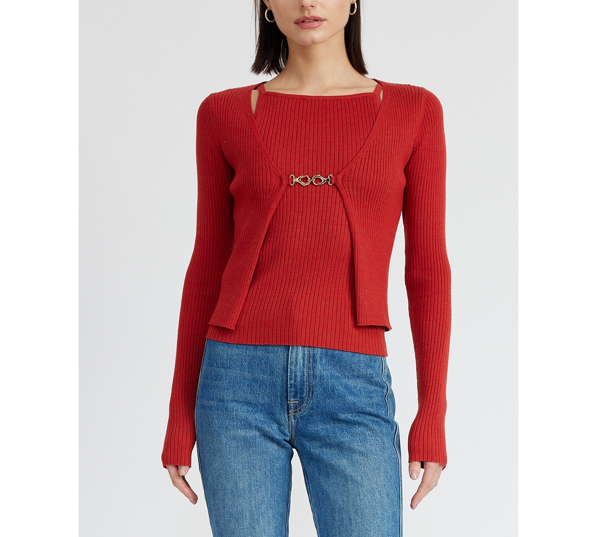 Women's Colby Tank Top & Cardigan Set - Brick