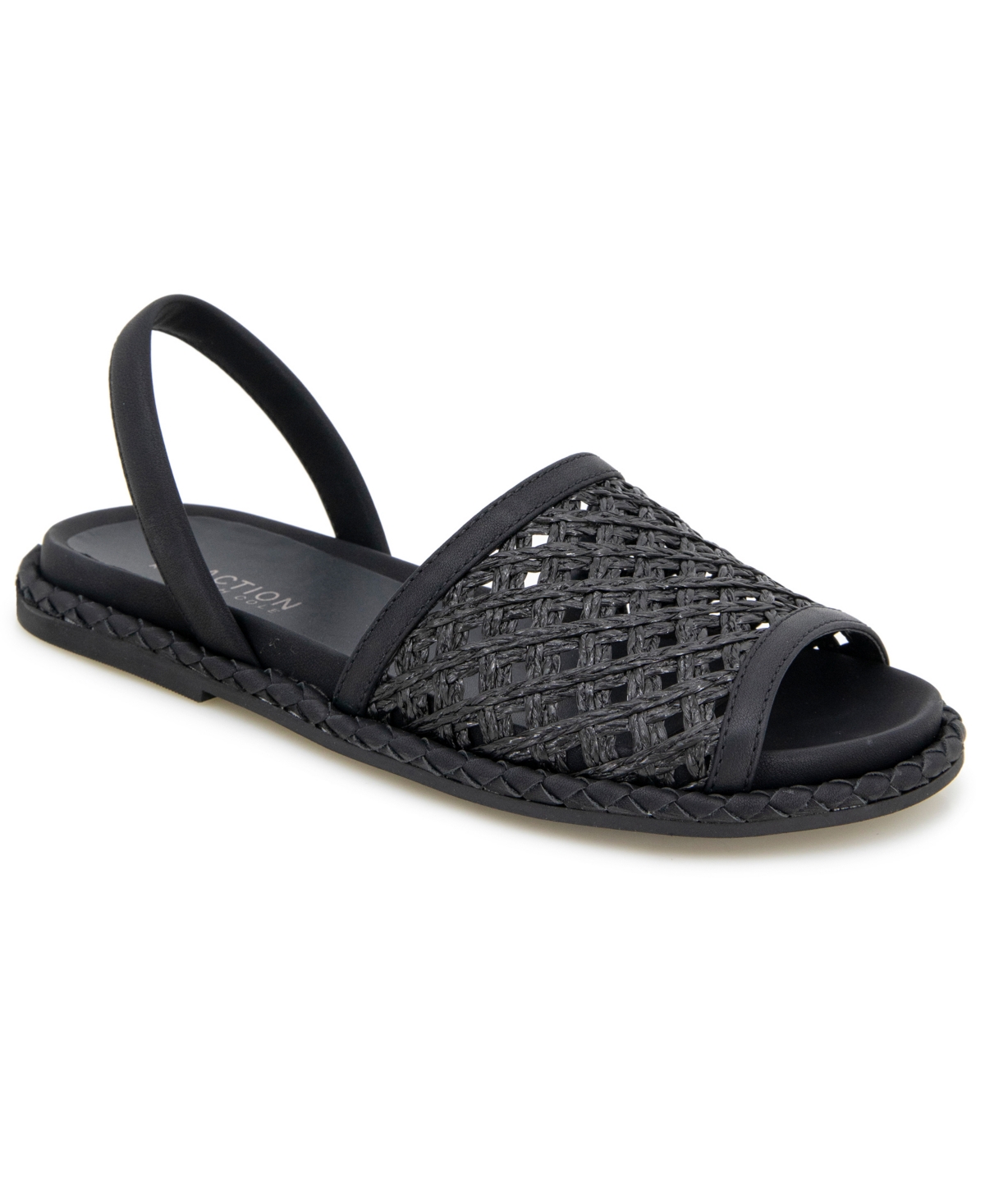 Kenneth Cole Reaction Women's Saavi Round Toe Sandals In Black Raffia