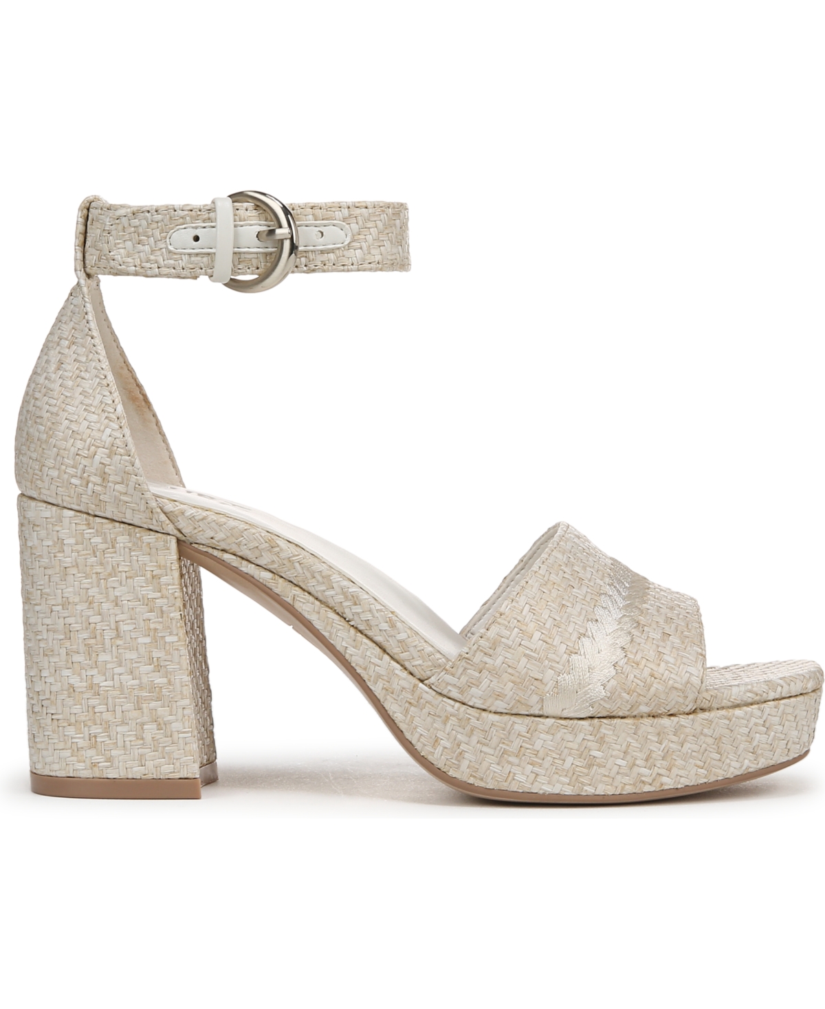 Naturalizer Women's Pearlyn 4 Block Heel Platform Dress Sandals In Eggshell Raffia