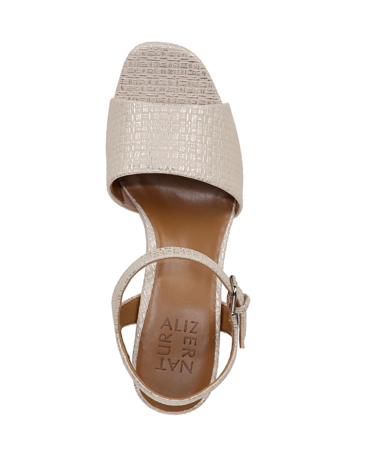 Naturalizer Lilly Block Heel Platform Sandal In Tan,gold Faux Leather
