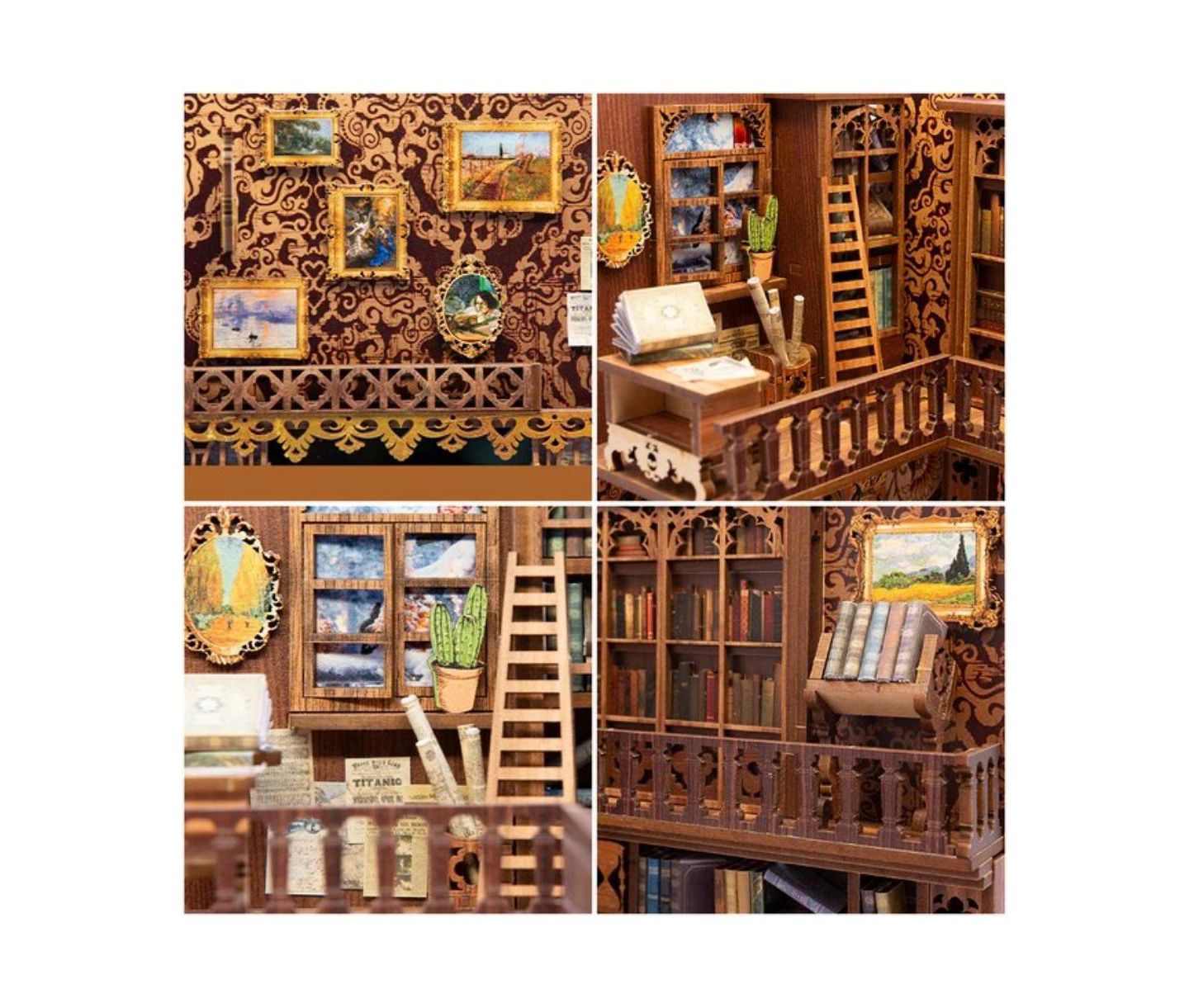 Двухэтажный миниатюрный кукольный DIY-домик Cutebee Eternal Bookstore с LED, 14+, цвет: Коричневый — фото 8