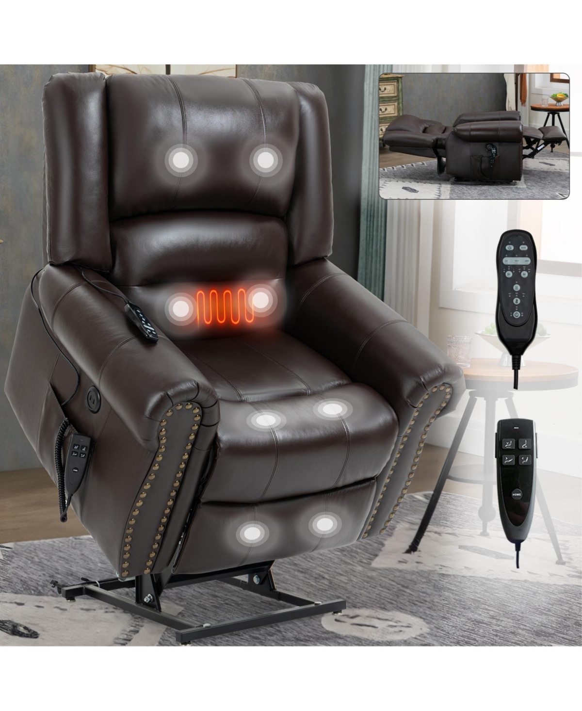 Mondawe Power Lift Recliner Chair Heat Massage