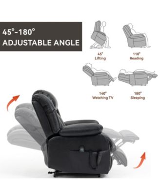 Up to 350 LBS Genuine Leather Power Lift Recliner Chair, with Massage and Heating