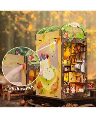 DIY Book Nook Kit DIY Miniature House Dollhouse Kit for Adult and Teens, Booknook Bookshelf Decor with LED Light, Gifts (Mole's Apartment