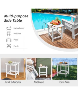 15 Inch Patio Square Wooden Slat End Side Table for Garden