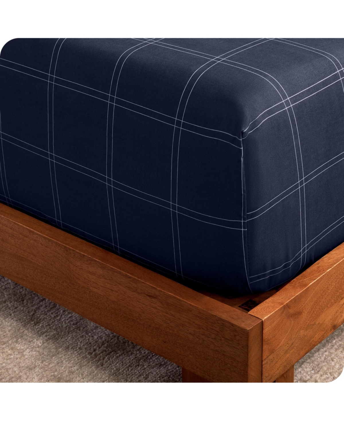 Bare Home Double Brushed Printed Fitted Sheet - Modern plaid - midnight/white