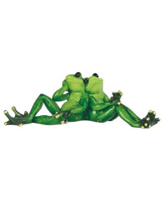 "2-PC Gift Set" 9"W Happy Frog Couple Leaning Back to Back Statue Animal Figurine Statue Ornament Home Room Office Decor and Perfect Gift Ideas for Housewarming, Holidays and Birthdays