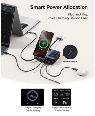 Nomos 5-in-1 Charging Station 140W, Qi2 15W Magnetic Wireless Charger with 100W Retractable Cable