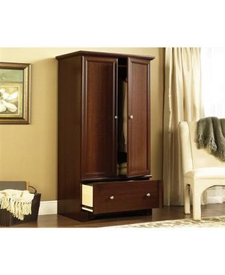Closet Armoire with Garment Rod & Drawer – Clothing Wardrobe Cabinet for Bedroom, Entryway, or Guest Room