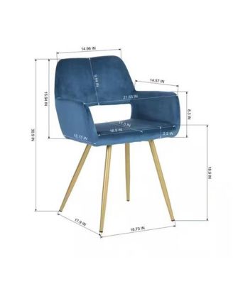 Set of 2 Modern Velvet Upholstered Dining Chair with Metal Legs