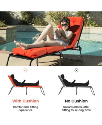 Outdoor Lounge Chaise Cushion with String Ties for Garden Poolside