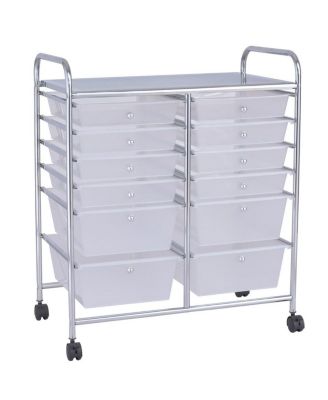 12 Storage Drawer Organizer Bins Rolling Cart