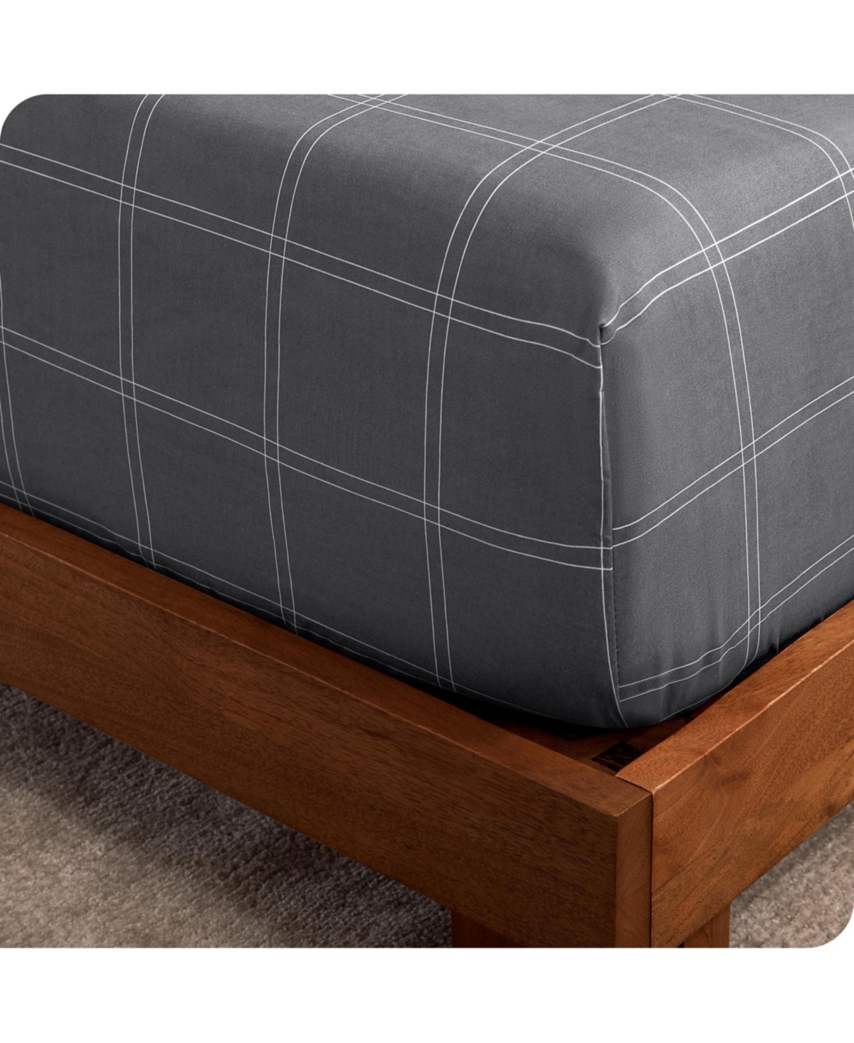 Bare Home Double Brushed Printed Fitted Sheet - Modern plaid - grey/white