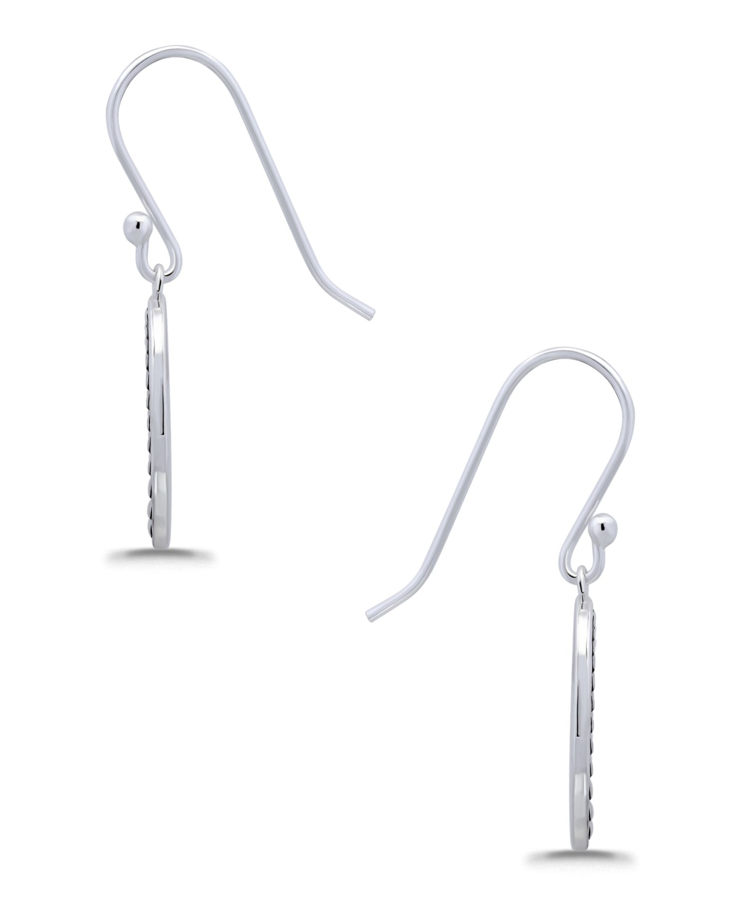 Oxidized Beaded Oval Fishhook Earrings