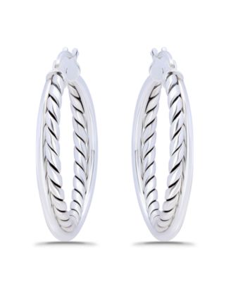 Oxidized Polish Tubing Click Top Hoop Earrings