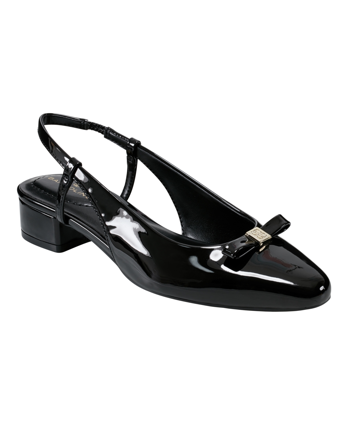 Shop Bandolino Women's Andies Bow Block Heel Slingback Pumps In Black Patent