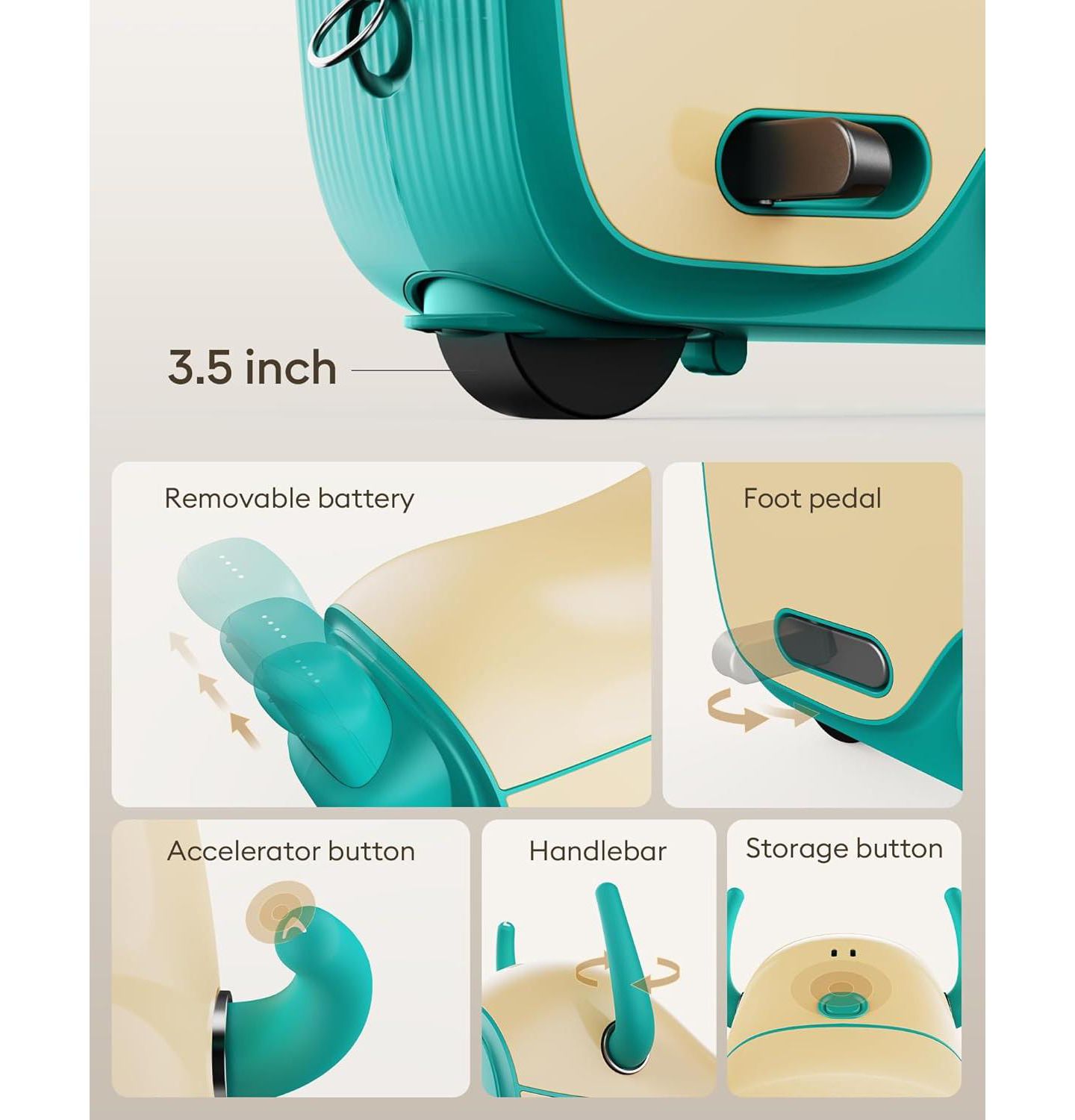 Детская игрушка Gyroor GNU 40W Electric Trolley Suitcase Inspired Electric Ride-On Luggage for Kids, A Fun & Practical Travel Buddy Ages 3-6-up to 5 Miles 5MPH, цвет: Синий — фото 7