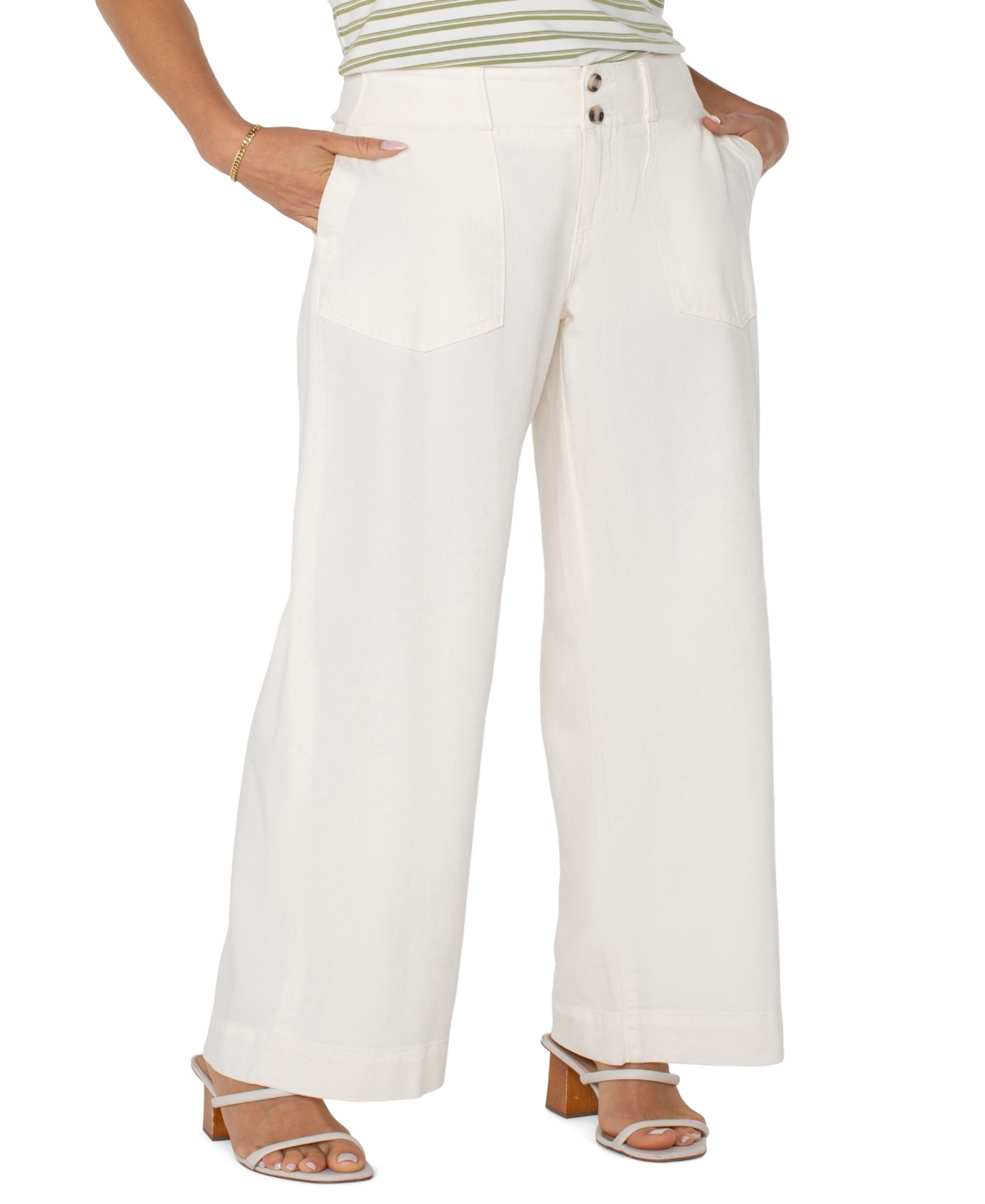 Liverpool Los Angeles Women's Utility Patch Pocket Wide Leg Pants In Whipped Cream