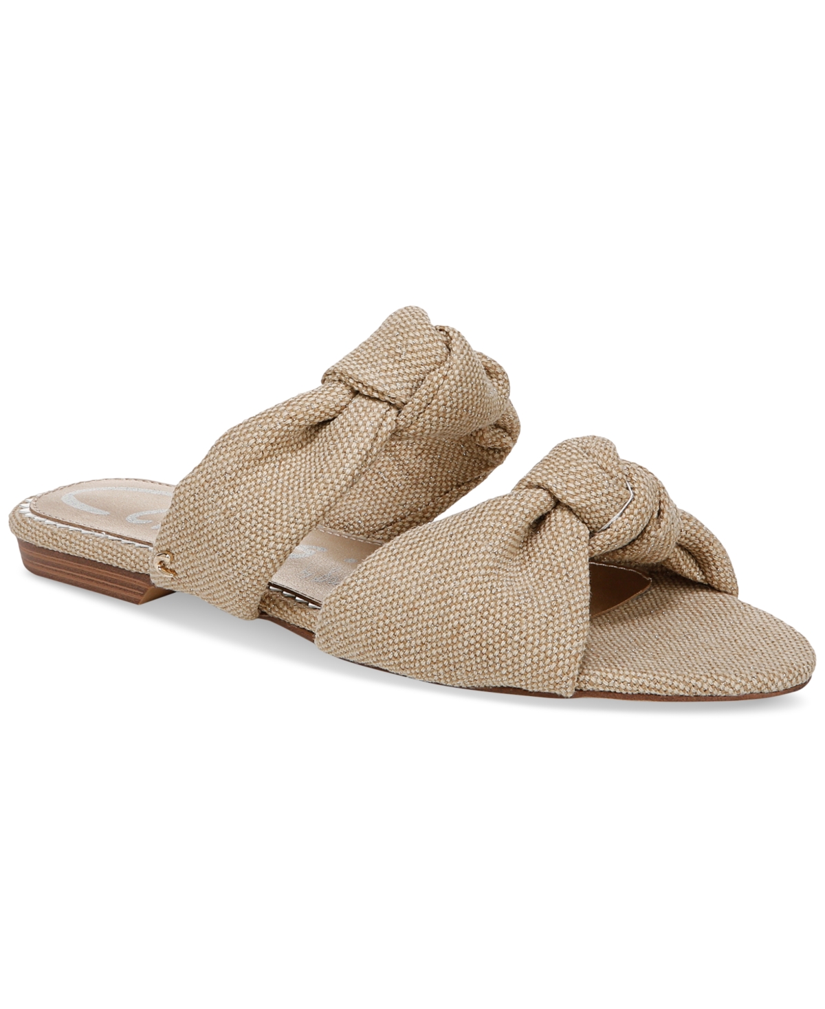 Circus Ny By Sam Edelman Marissa Knotted Flat Slide Sandals In Natural Sparkle Linen