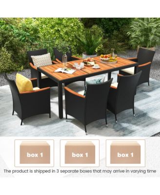9 PCS Patio Dining Set for 8 Large Conversation Set w/ Umbrella Hole Seat Cushion