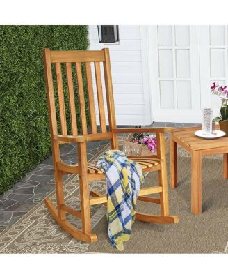 Wooden Rocking Chair Porch Rocker High Back Garden Seat