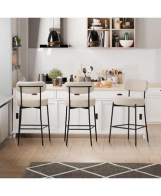 Bar Stools Set of 3, 27 Inches Counter Height Kitchen Bar Stools with Back, Modern Metal Tall Bar Stools for Kitchen Island