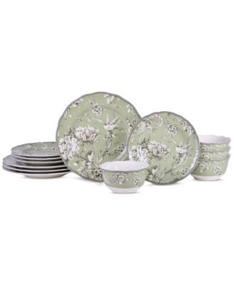 222 Fifth - Adelaide Porcelain 12 Pc. Dinnerware Set, Service for 4