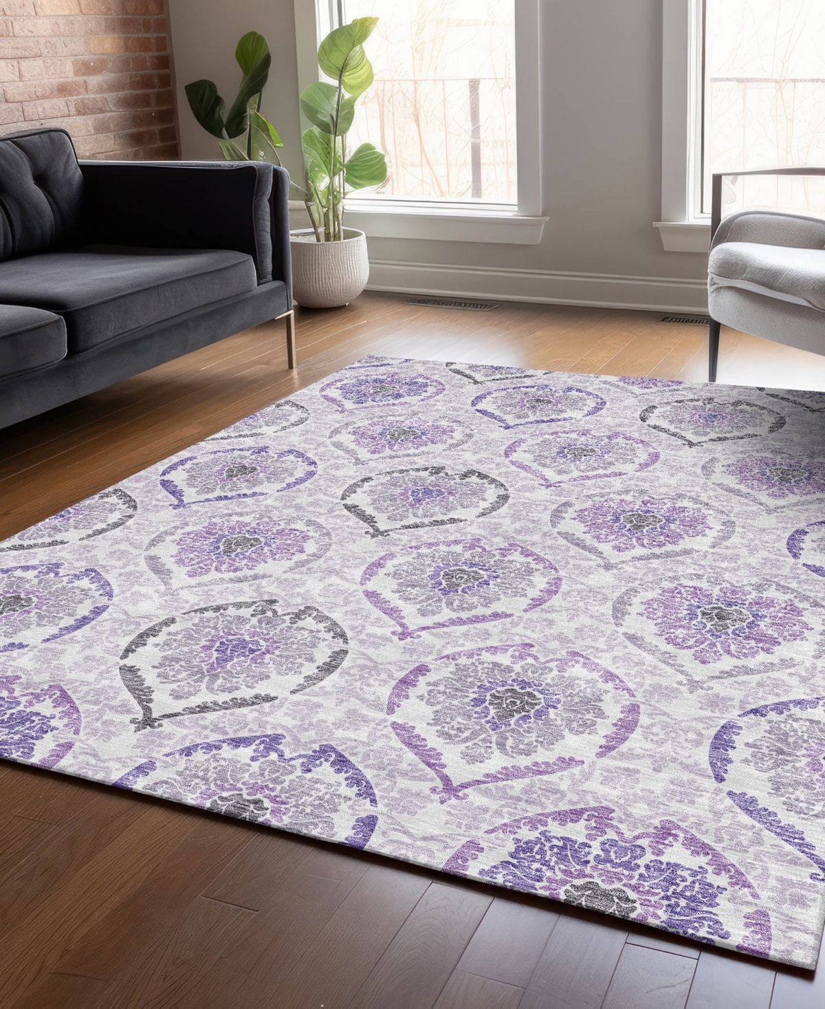 Addison Chantille Acn808 5'x7'6'' Area Rug In Purple