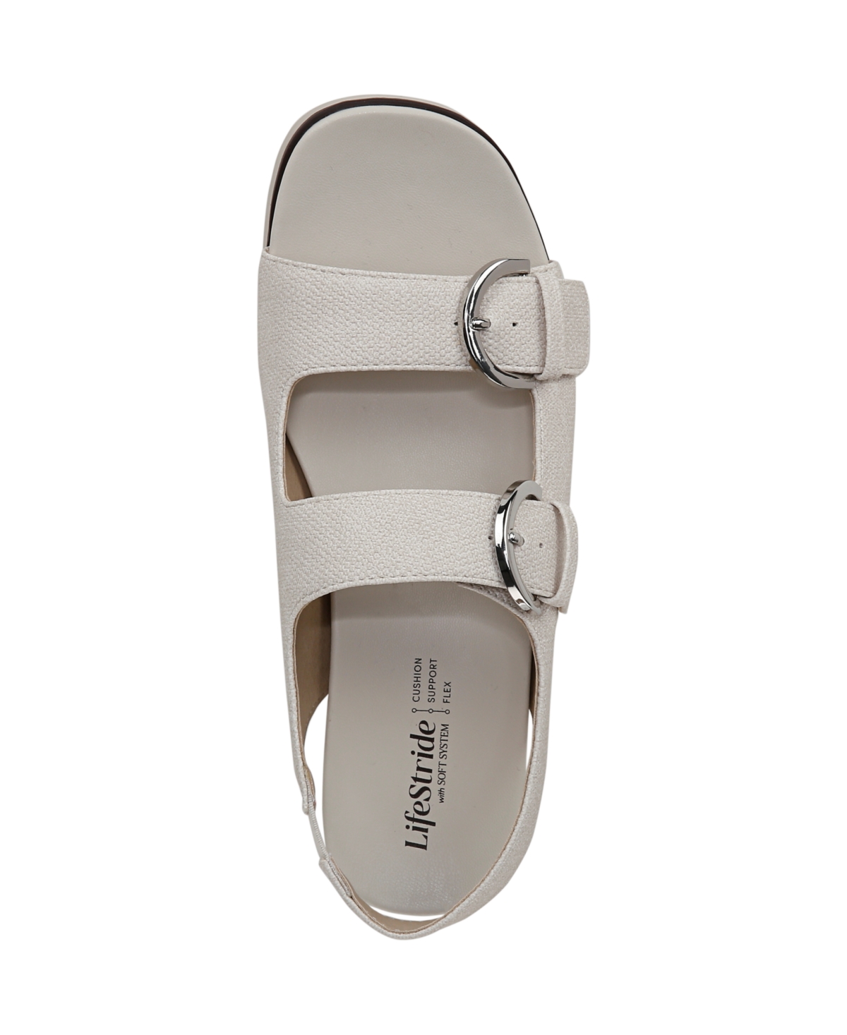 Shop Lifestride Women's Goodie Square Open Toe Slingback Platform Sandals In Bone Faux Leather
