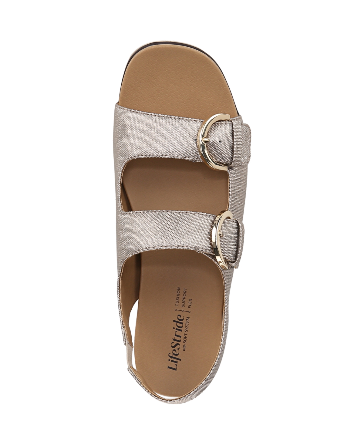 Shop Lifestride Women's Goodie Square Open Toe Slingback Platform Sandals In Bronze Faux Leather