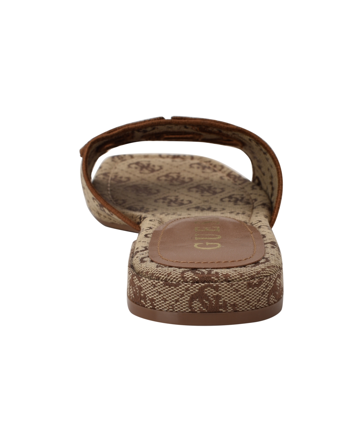 Guess Women's Tarishae One Band Quattro-g Slip On Flat Sandals In Medium Brown Logo