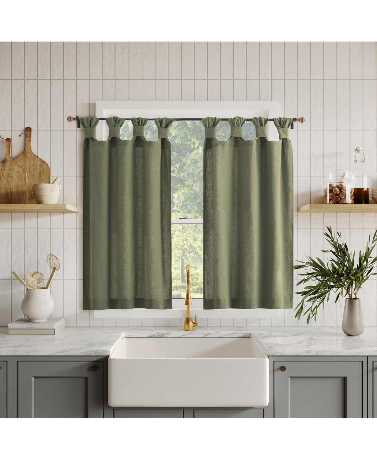 Archaeo Washed Cotton Twist Tab Cafe Curtain Pair