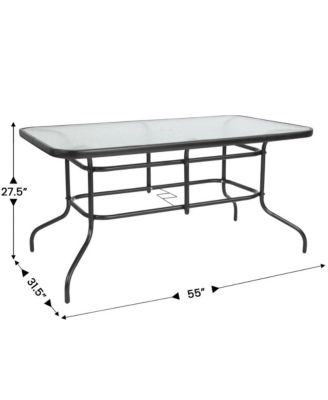 7-Piece Patio Table Set with Metal Table and Tempered Glass Top and 6 Flex Comfort Stacking Chairs