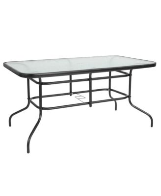 7-Piece Patio Table Set with Metal Table and Tempered Glass Top and 6 Flex Comfort Stacking Chairs