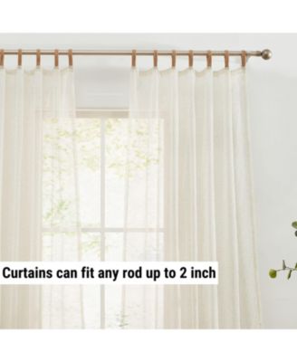 Lena Burlap Flax Linen Semi Sheer Privacy Sun Light Filtering Transparent Window Tab Top Thick Curtains Drapery Panels 2 Panels
