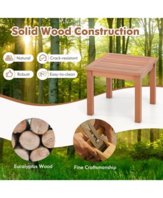 18-Inch Square Wooden Adirondack Side Table with Slatted Top for Indoor and Outdoor Use