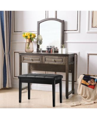 PU Leather Piano Keyboard Bench Padded Cushion Double Seat Storage