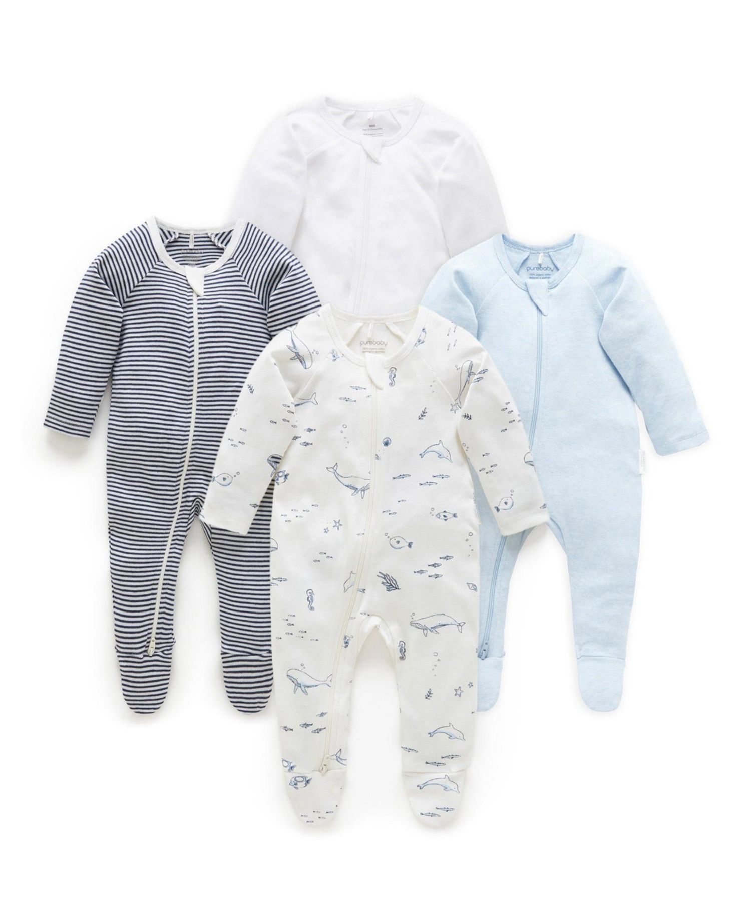 Baby Boys Zip Coverall 4 Pack