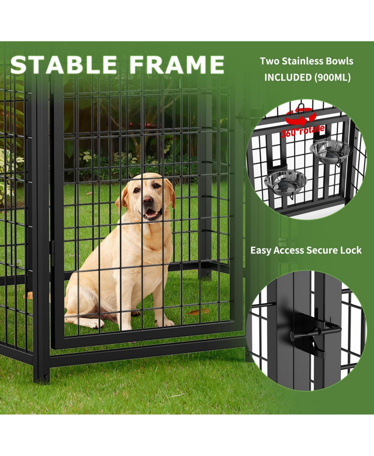 Lovmor Stainless Steel Dog Kennels,Panel Metal Yard Kennel, for Dog
