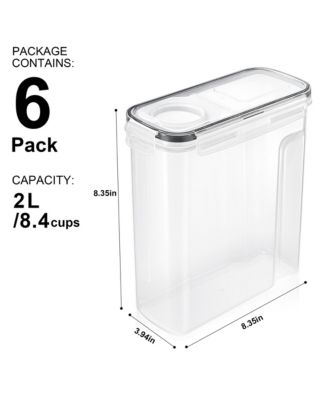 6 Pack (2L/8.4 Cups) Airtight Food Storage Dispensers for Beans, Pasta, Cereals, and More