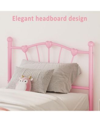 Twin Size Bed Frame, Heart Shaped Metal Bed Frame with Headboard and Footboard, Platform Bed Frame with Sturdy Slat Support, Underbed Storage Space, No Box Spring Needed