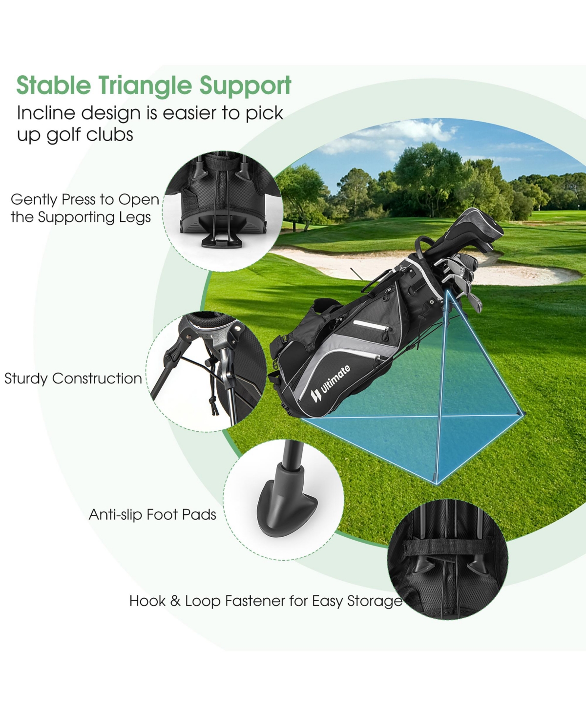 Gymax Golf Stand Bag Golf Club Bag w/ 14 Way Top Dividers & 6 Pockets & Carrying Handles - Grey+black